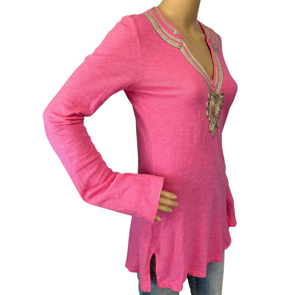 Lilly Pulitzer Emerson Tunic Top Hotty Pink Size S - Picture 3 of 10